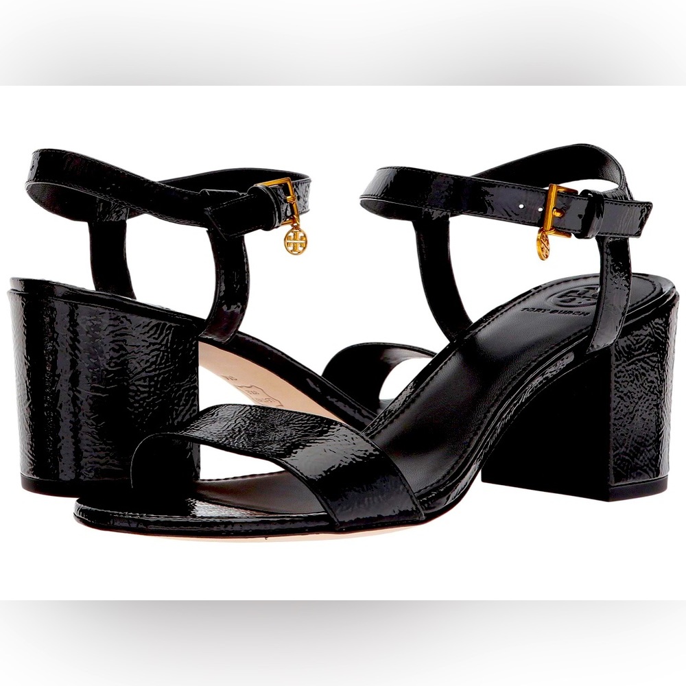 Tory Burch Laurel Black Leather Ankle Heels